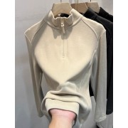 雙面磨毛軟糯德絨立領長袖T恤