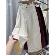 韓系鬆緊高腰寬鬆顯瘦直筒闊腿褲
